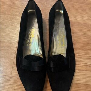 Salvatore Ferragamo Women's Black Shoes vintage suede